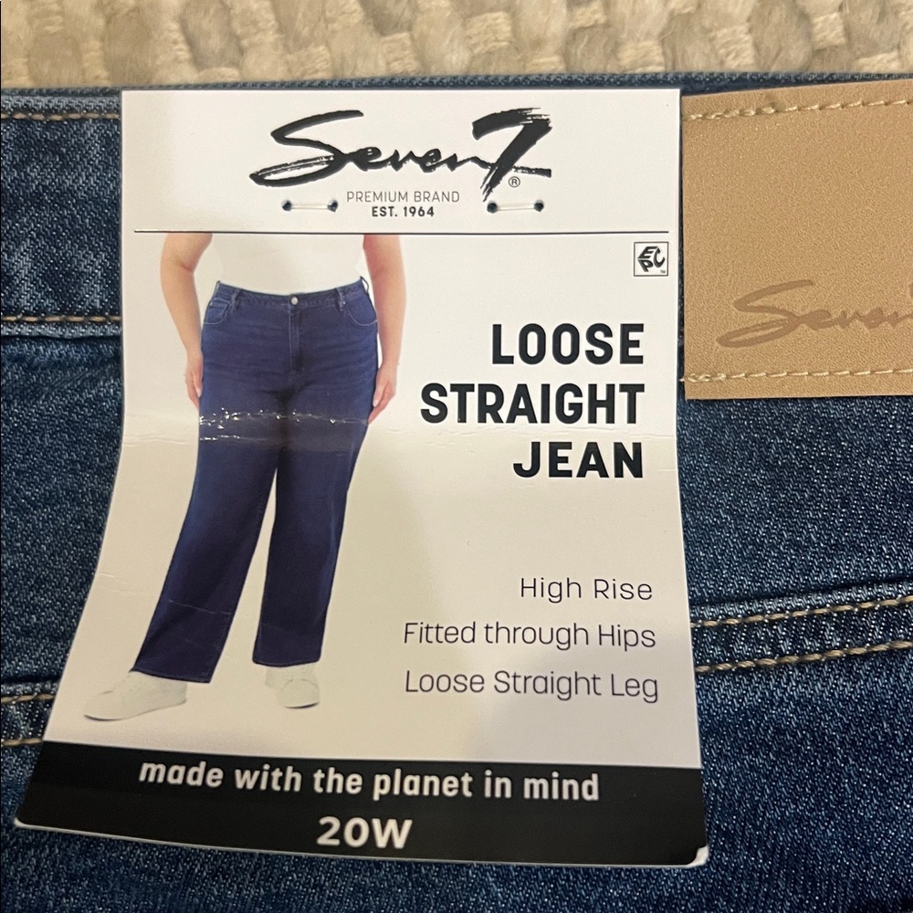 Seven7 NEW Loose Straight Leg Jean Women 20W Denim High Rise - Picture 3 of 6